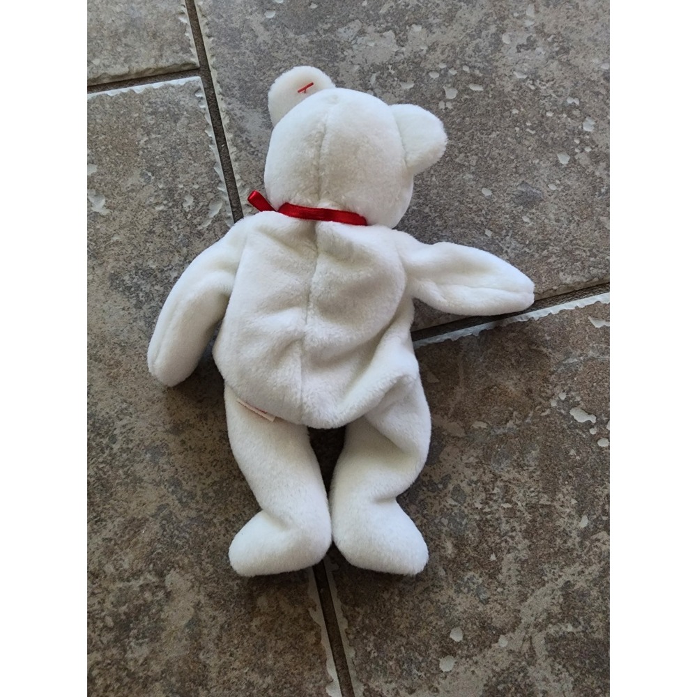 Ty Beanie Baby Valentina the Bear White Plush Red Heart 1998 Valentine Bear - Picture 2 of 2